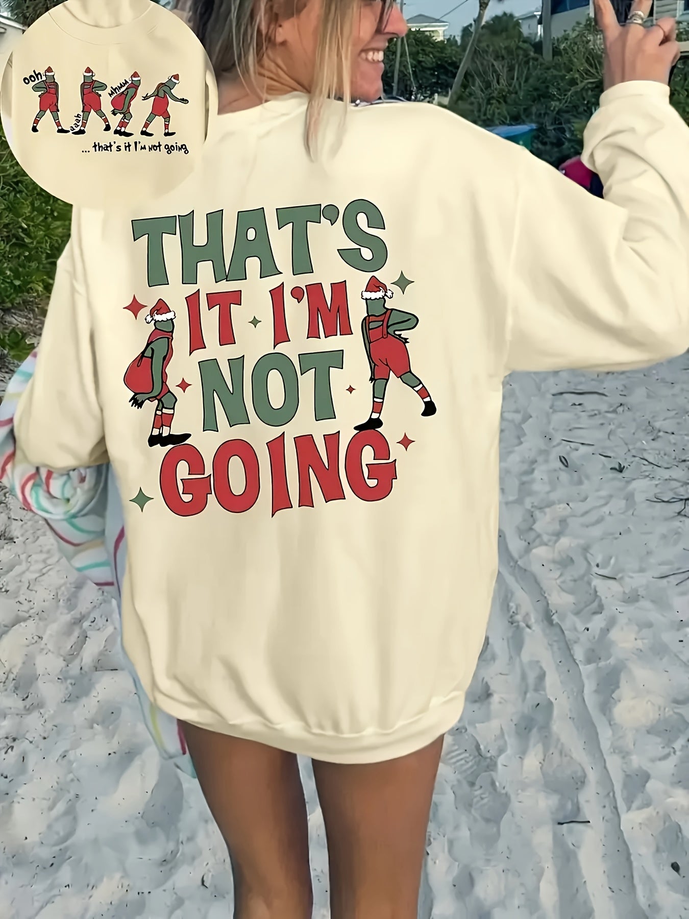 Plus Size, Women's Funny Christmas Sweatshirt - Plus Size, Women's Funny Christmas Sweatshirt -
